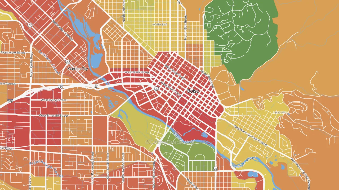 Downtown, Boise, ID Map of Assault Rates