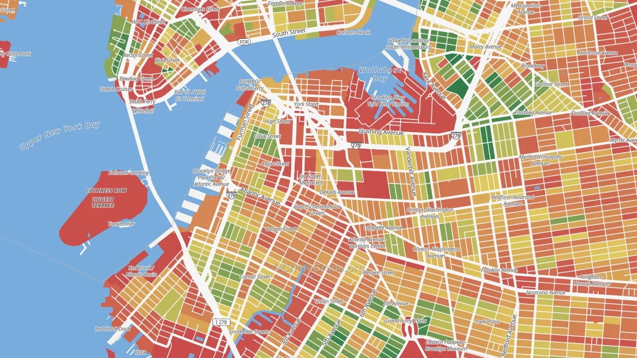 Downtown Brooklyn, Brooklyn, NY Map of Assault Rates