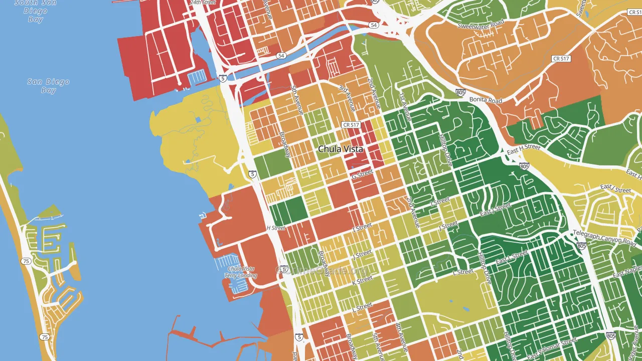 Downtown Chula Vista, Chula Vista, CA Map of Assault Rates