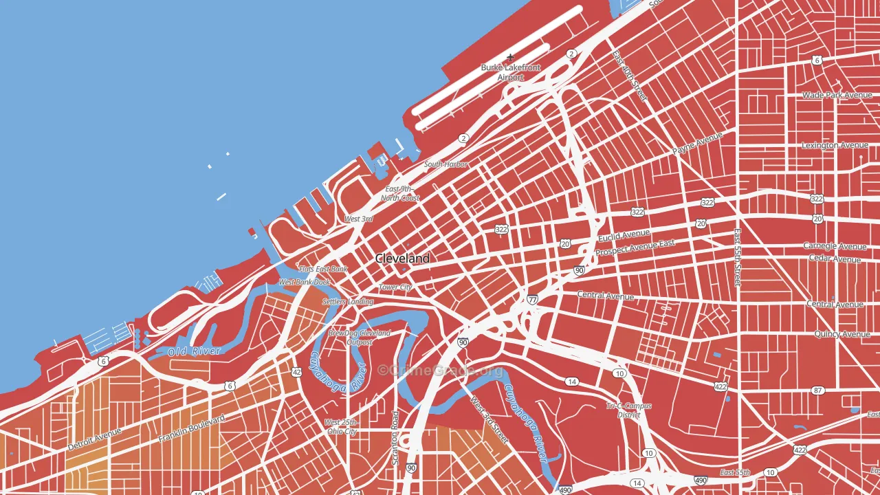 Downtown Cleveland, Cleveland, OH Map of Assault Rates