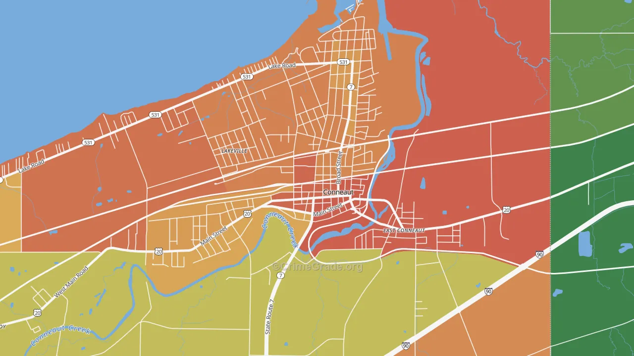Downtown Conneaut, Conneaut, OH Map of Assault Rates