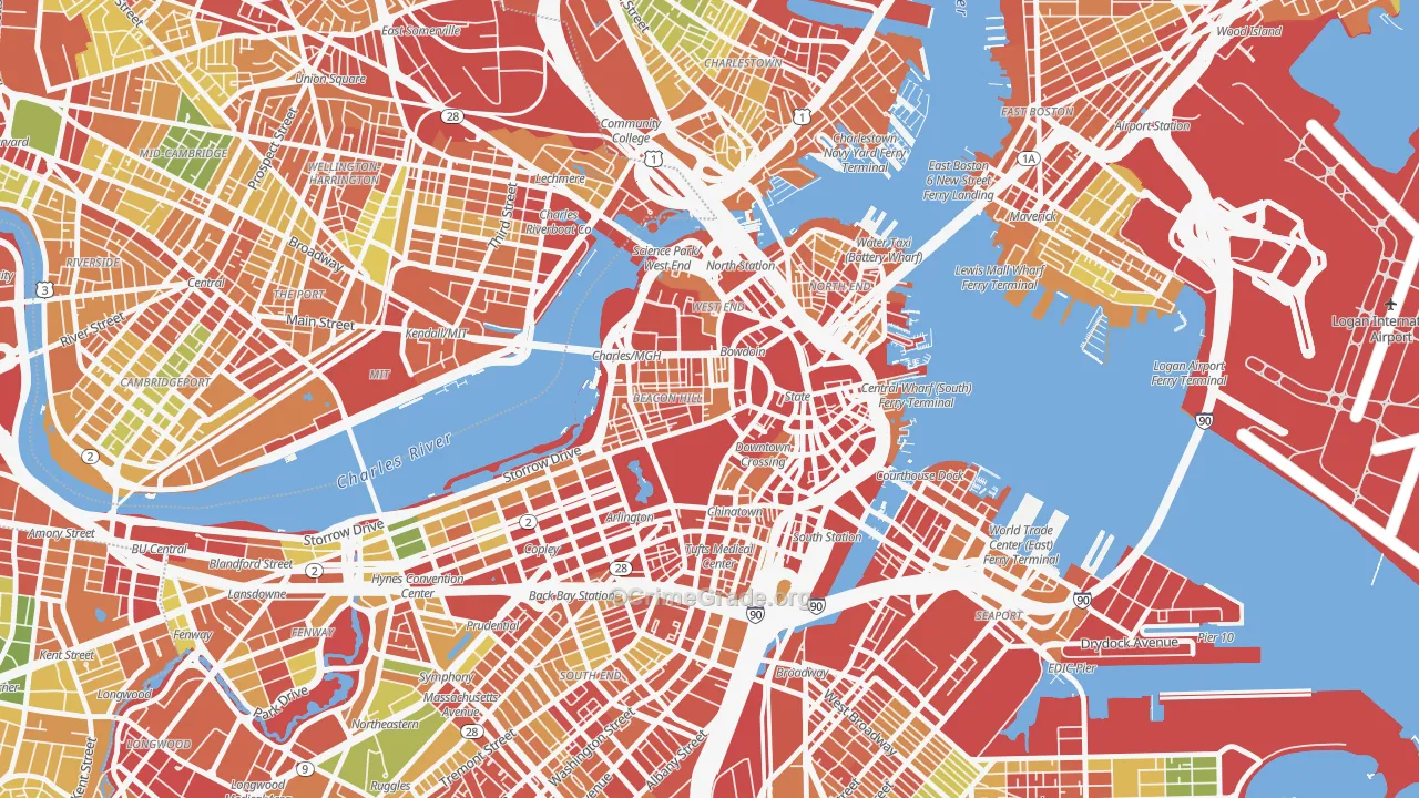 Downtown Crossing, Boston, MA Map of Assault Rates