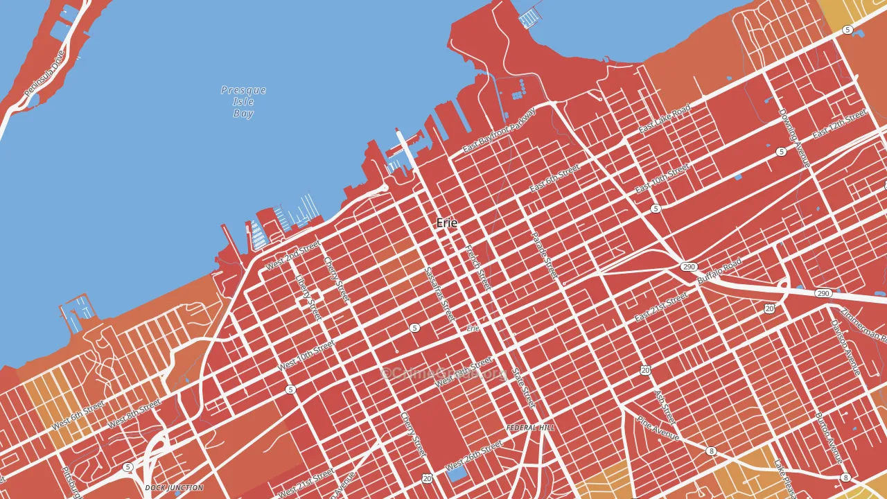 Downtown Erie, Erie, PA Map of Assault Rates