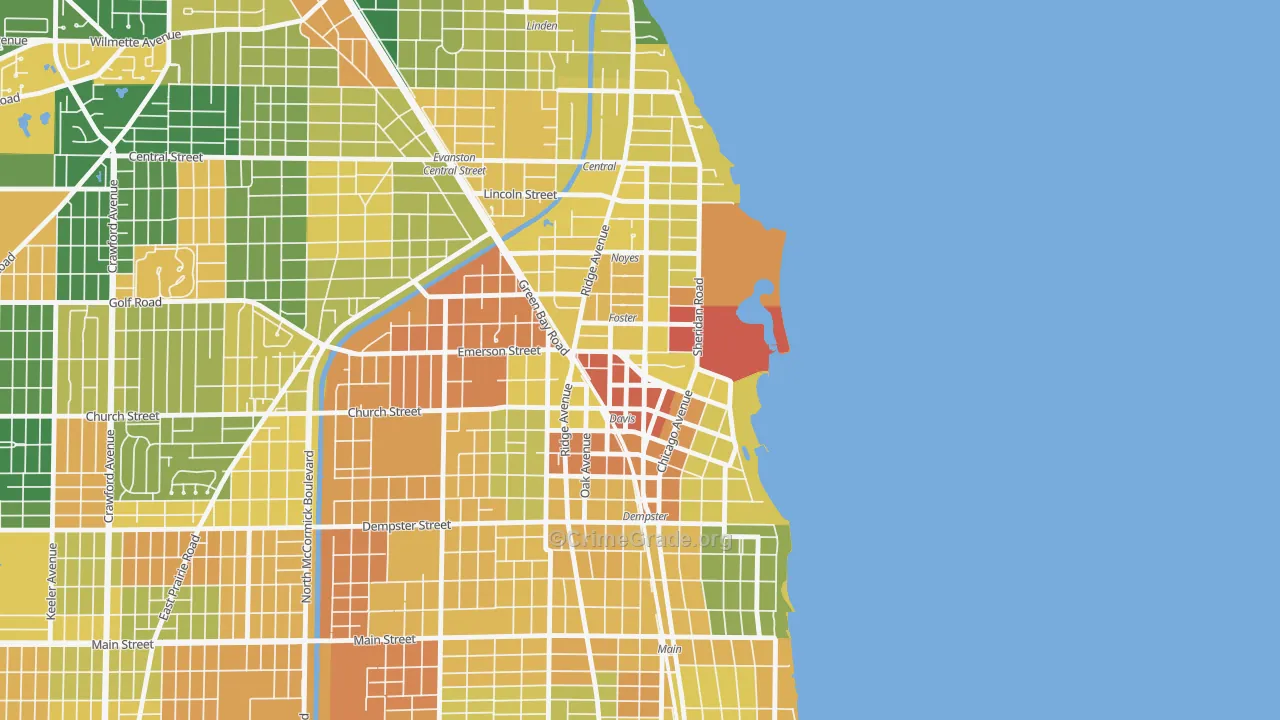 Downtown, Evanston, IL Map of Assault Rates