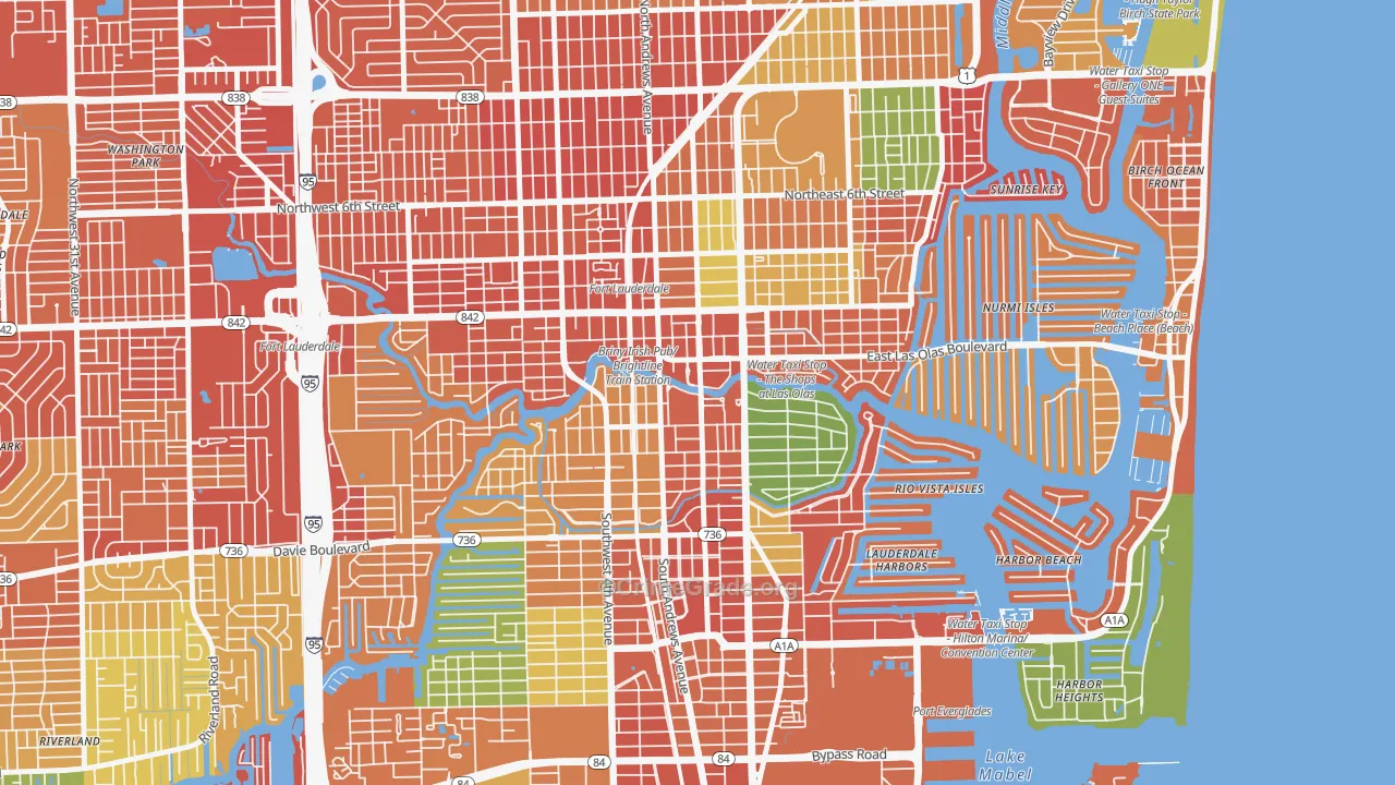 Downtown Fort Lauderdale, Fort Lauderdale, FL Map of Assault Rates