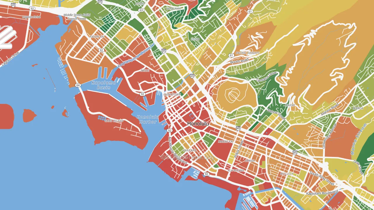 Downtown, Honolulu, HI Map of Assault Rates