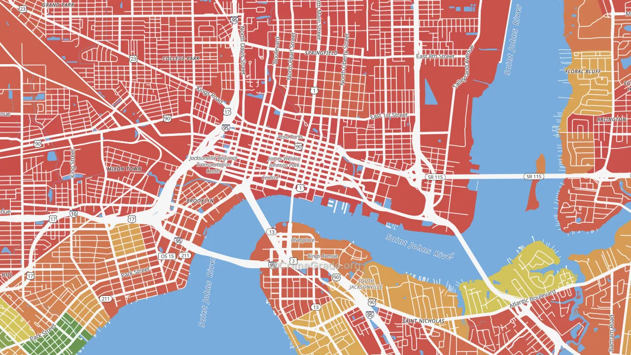 Downtown Jacksonville, Jacksonville, FL Map of Assault Rates