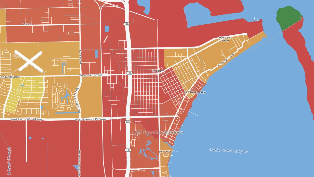 Downtown La Porte, La Porte, TX Map of Assault Rates