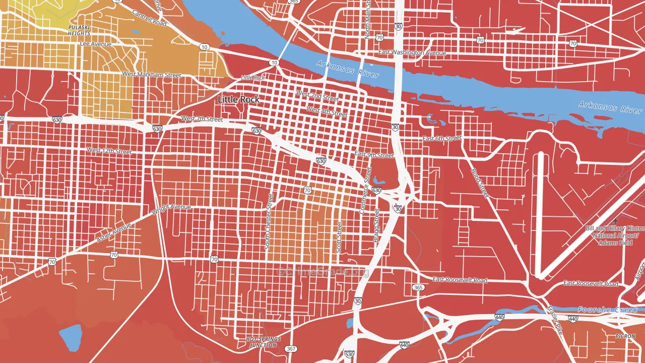 Downtown Little Rock, Little Rock, AR Map of Assault Rates