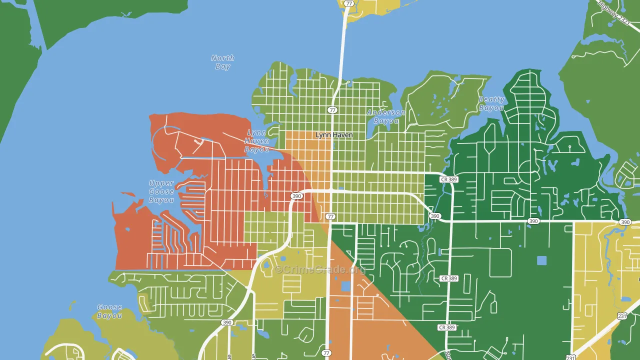 Downtown Lynn Haven, Lynn Haven, FL Map of Assault Rates