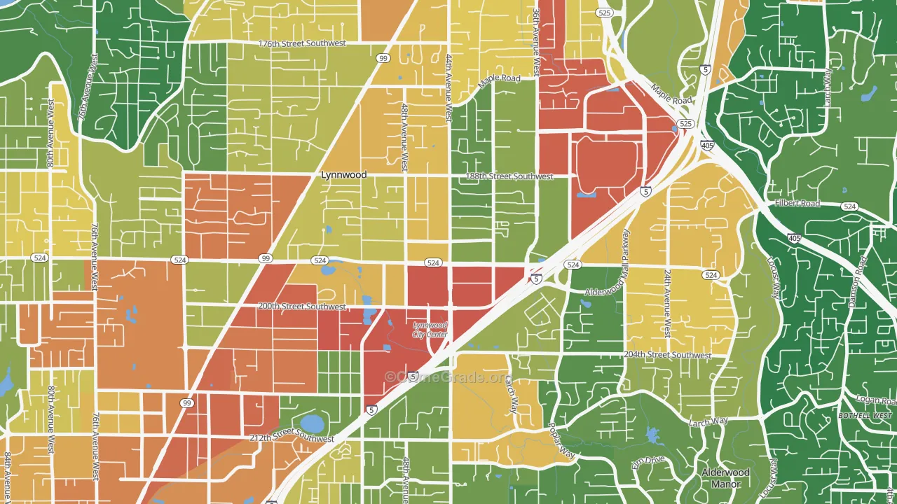 Downtown Lynnwood, Lynnwood, WA Map of Assault Rates
