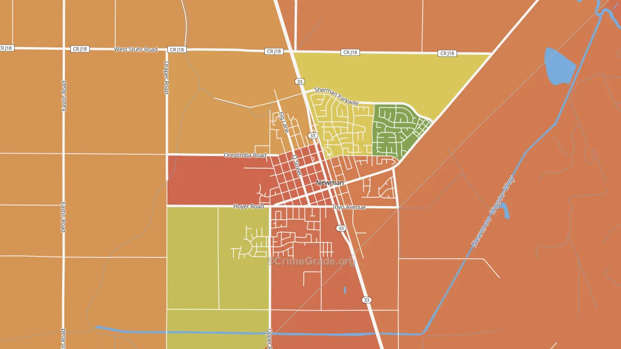 Downtown Newman, Newman, CA Map of Assault Rates