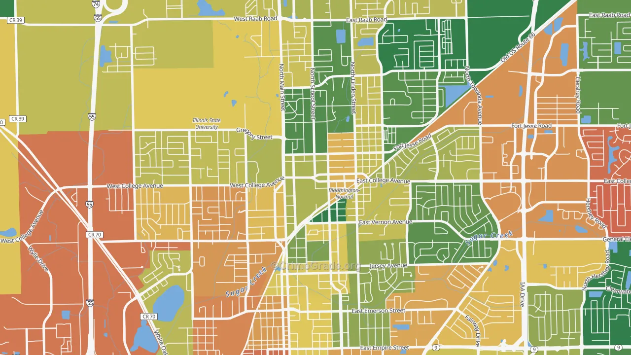Downtown Normal, Normal, IL Map of Assault Rates