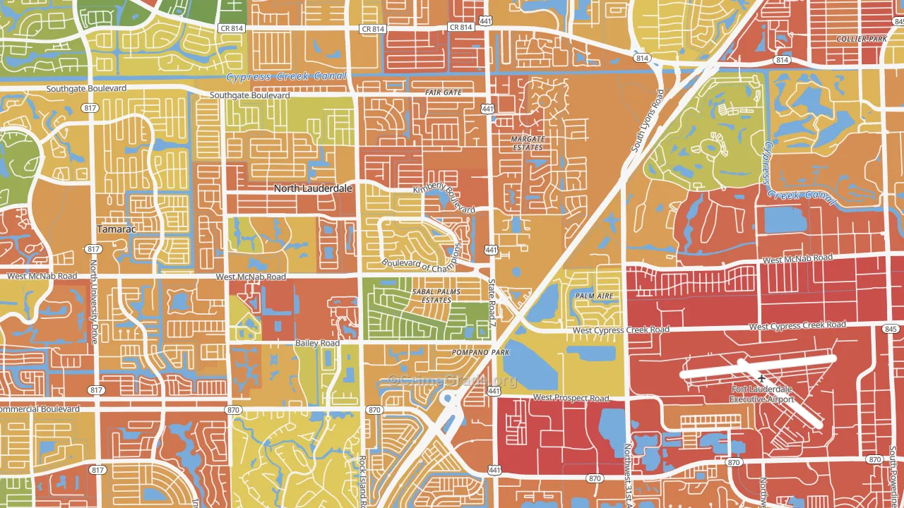 Downtown North Lauderdale, North Lauderdale, FL Map of Assault Rates