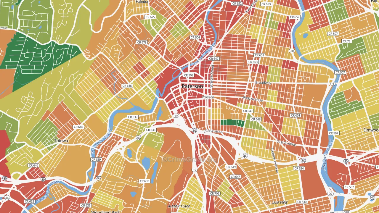 Downtown Paterson, Paterson, NJ Map of Assault Rates