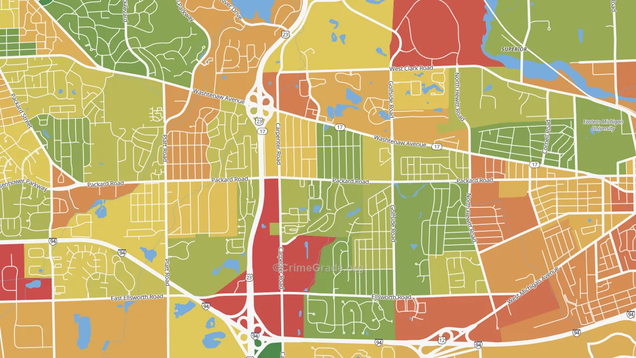 Downtown Pittsfield, Ann Arbor, MI Map of Assault Rates