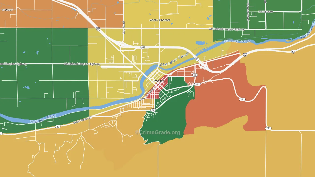 Downtown, Prosser, WA Map of Assault Rates