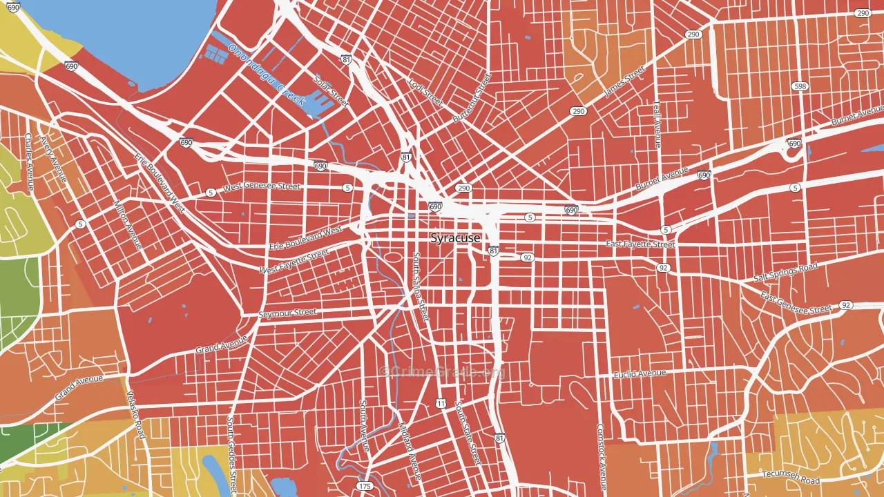 Downtown Syracuse, Syracuse, NY Map of Assault Rates