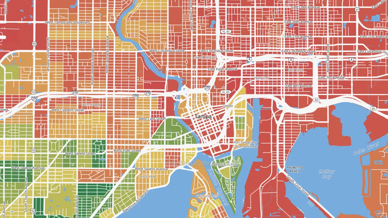 Downtown Tampa, Tampa, FL Map of Assault Rates