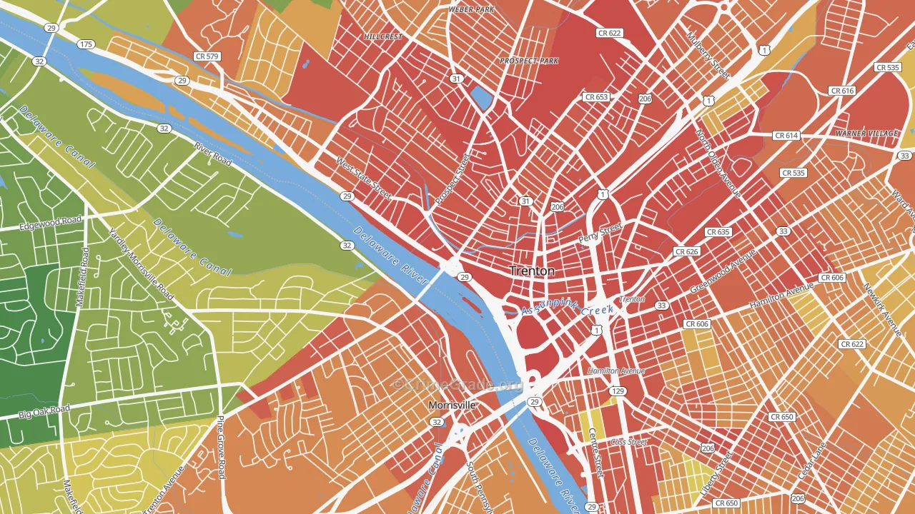 Downtown Trenton, Trenton, NJ Map of Assault Rates