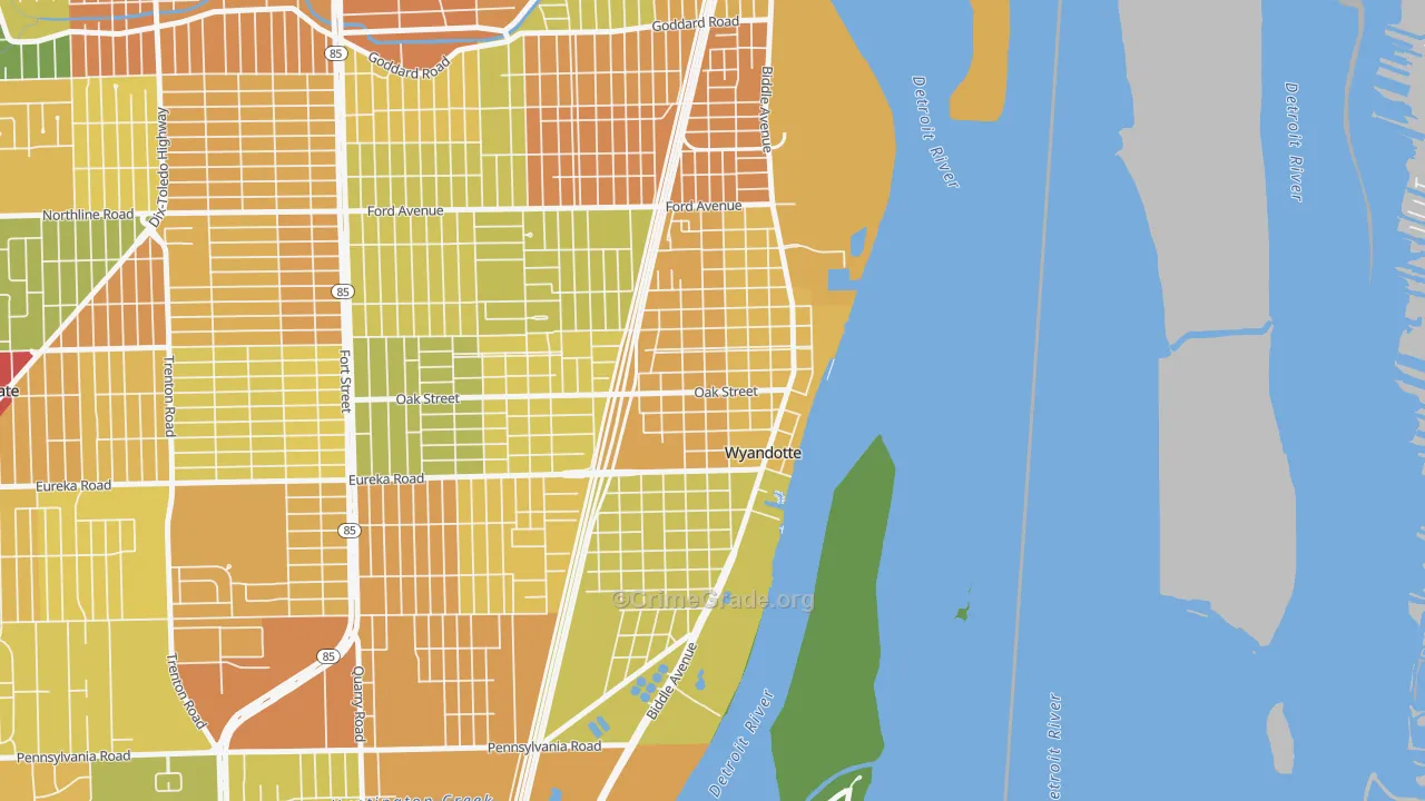 Downtown Wyandotte, Wyandotte, MI Map of Assault Rates