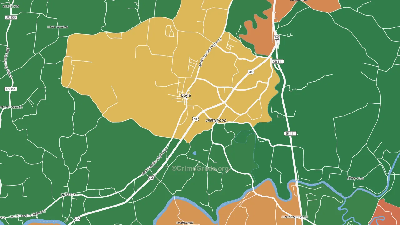 Doyle, TN Map of Assault Rates