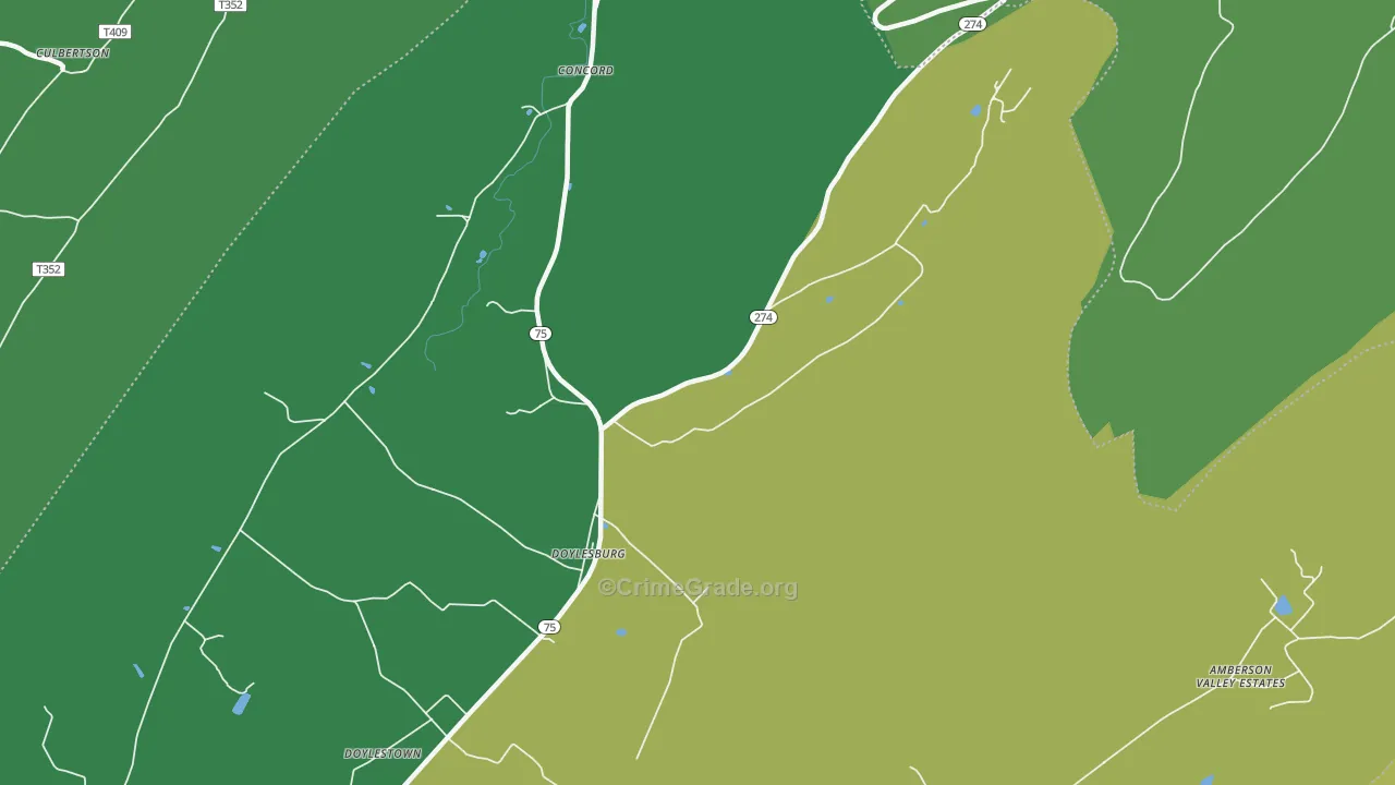 Doylesburg, PA Map of Assault Rates