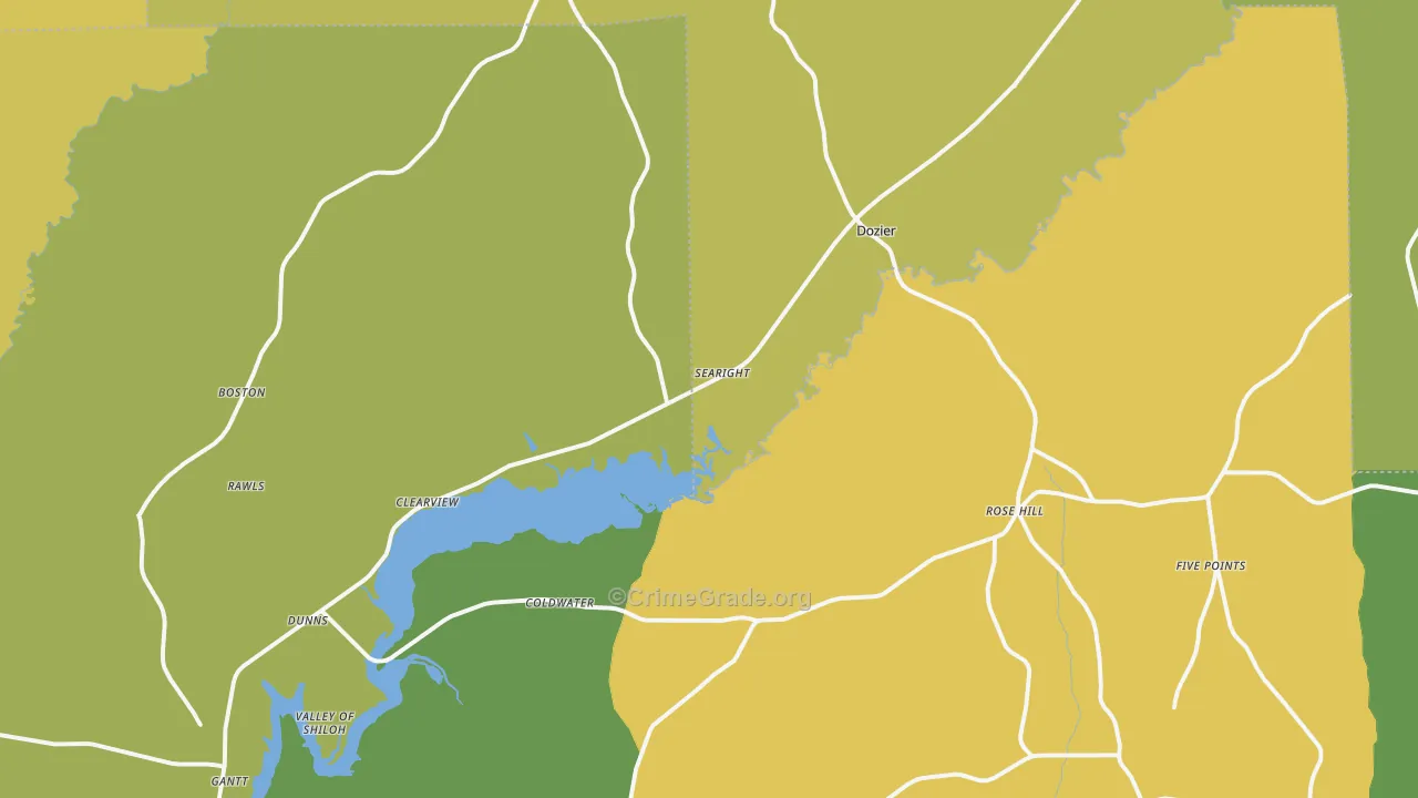 Dozier, AL Map of Assault Rates