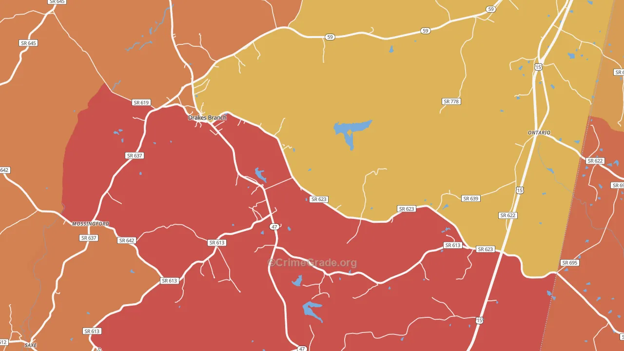 Drakes Branch, VA Map of Assault Rates