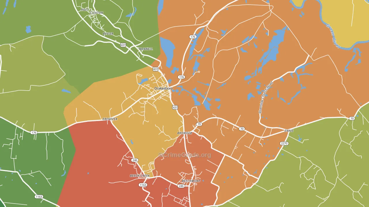 Drakesboro, KY Map of Assault Rates