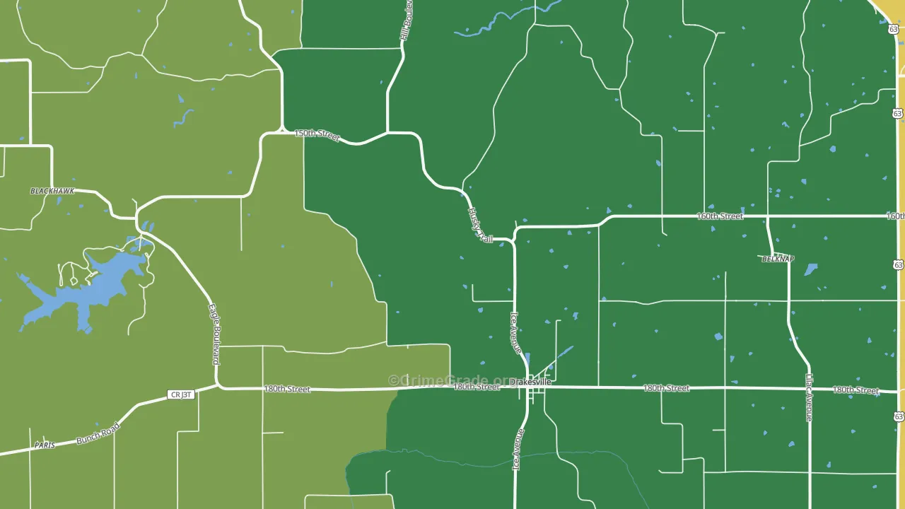 Drakesville, IA Map of Assault Rates