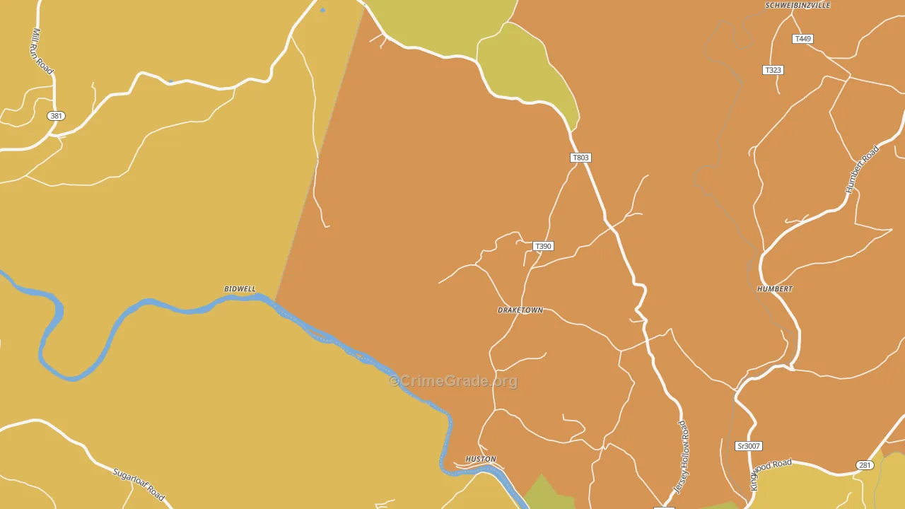 Draketown, PA Map of Assault Rates
