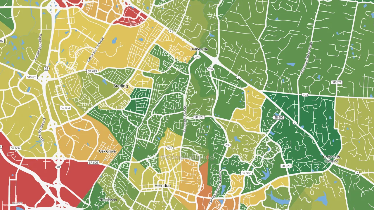 Dranesville, VA Map of Assault Rates
