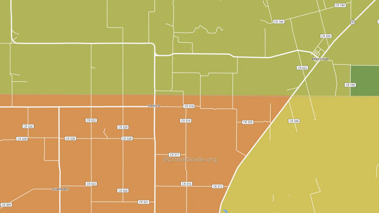 Drasco, TX Map of Assault Rates