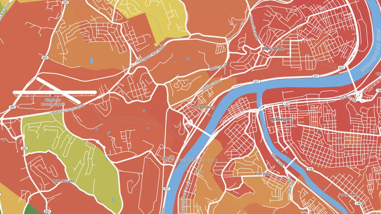 Dravosburg, PA Map of Assault Rates