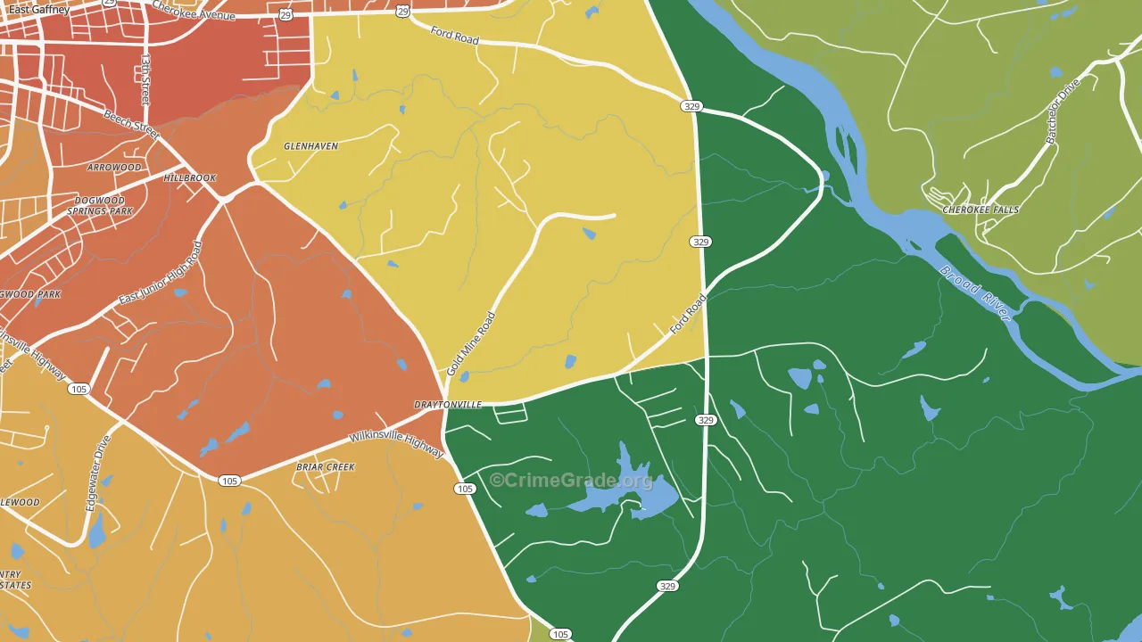 Draytonville, SC Map of Assault Rates