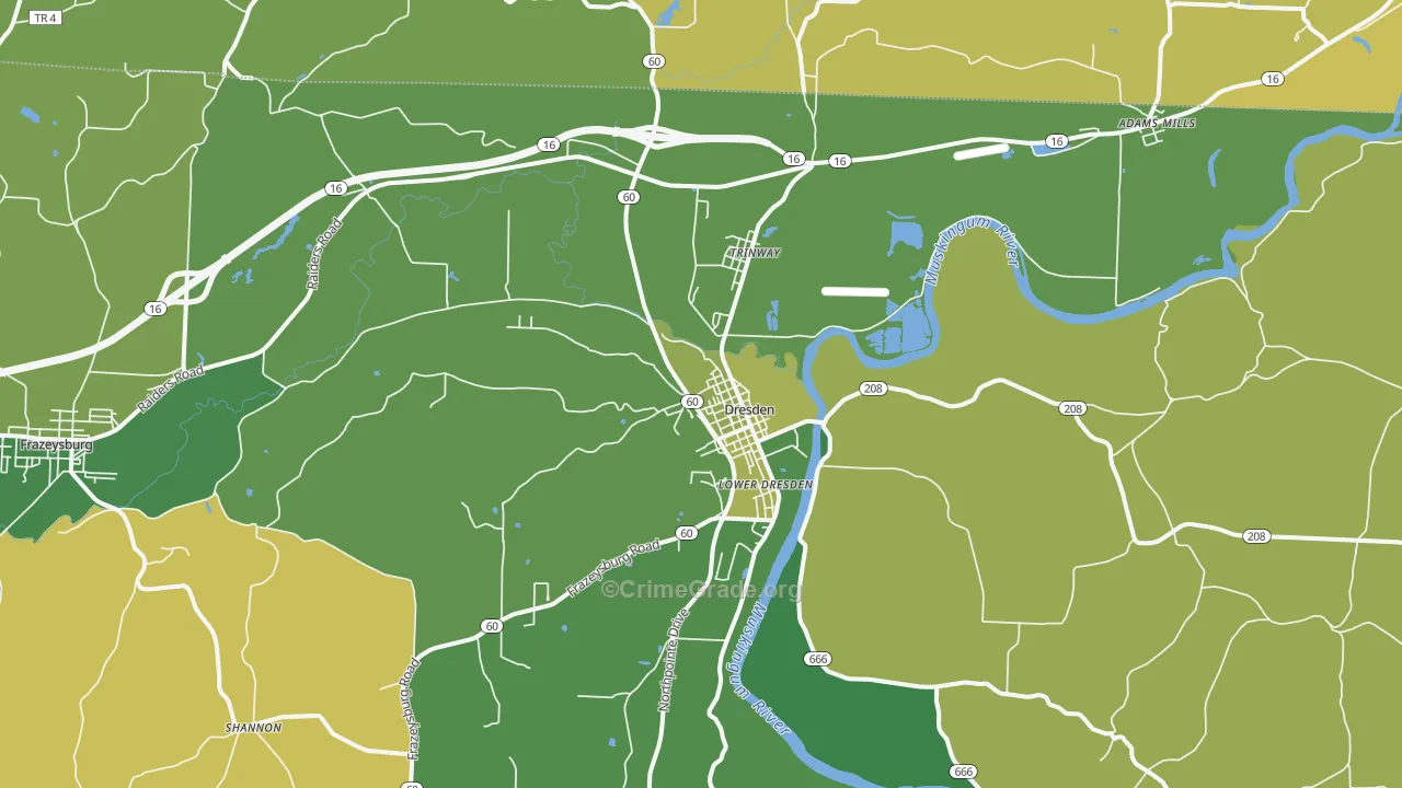 Dresden, OH Map of Assault Rates