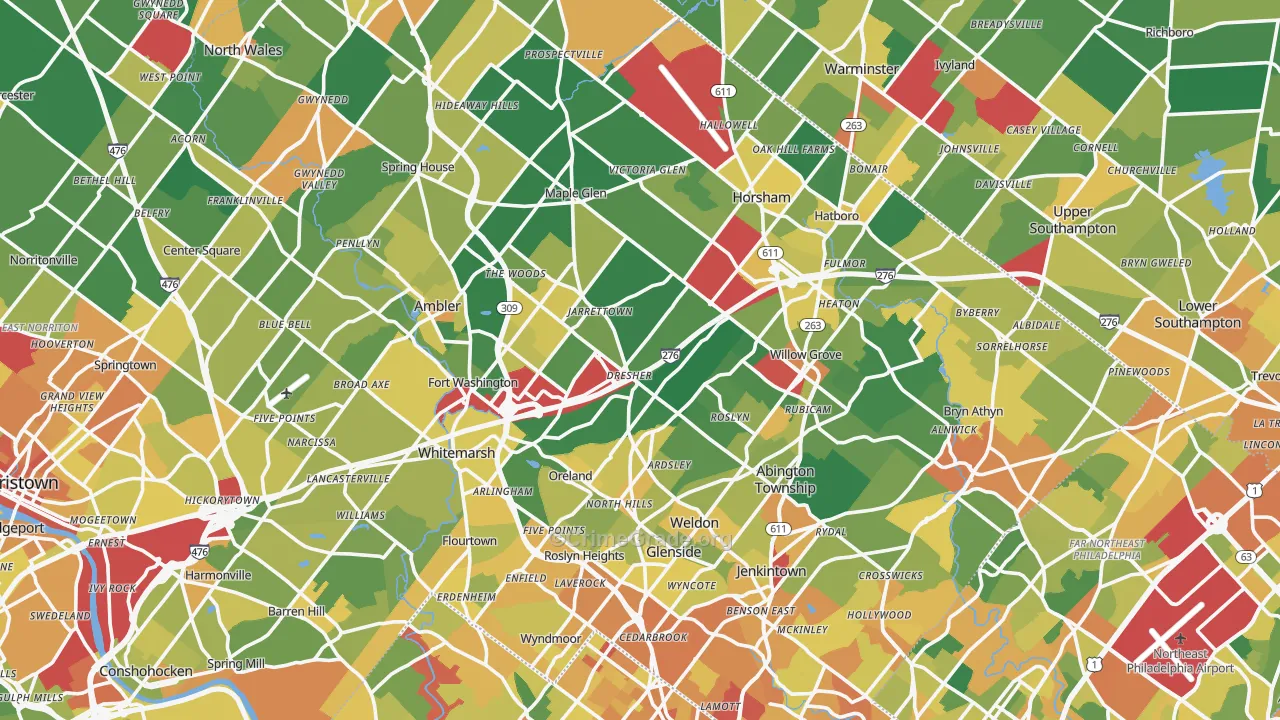 Dresher, PA Map of Assault Rates