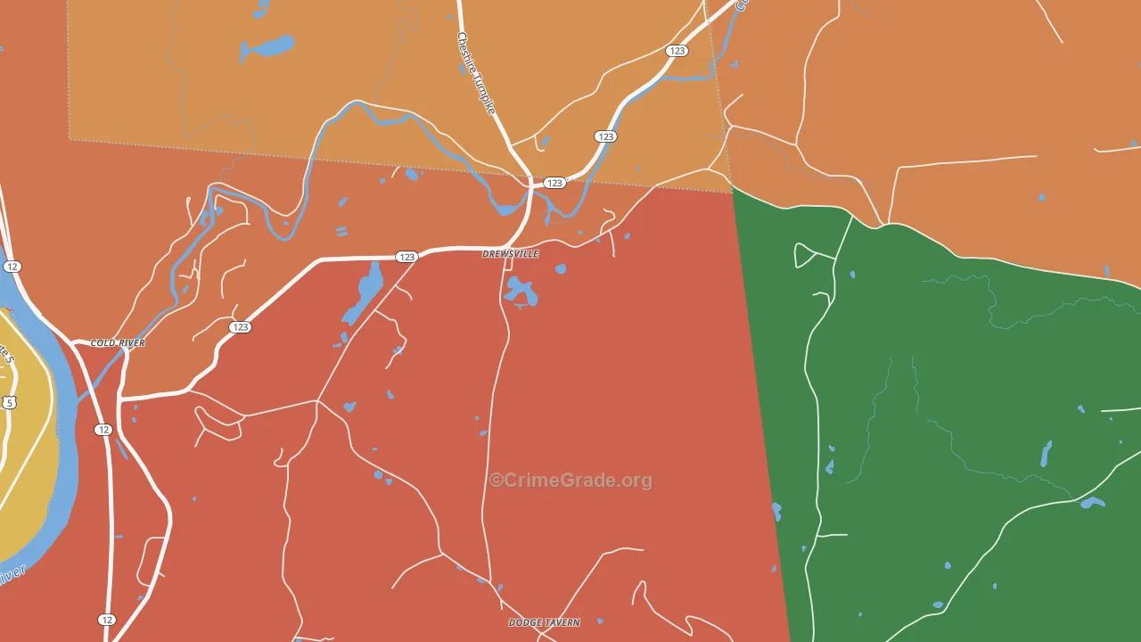 Drewsville, NH Map of Assault Rates
