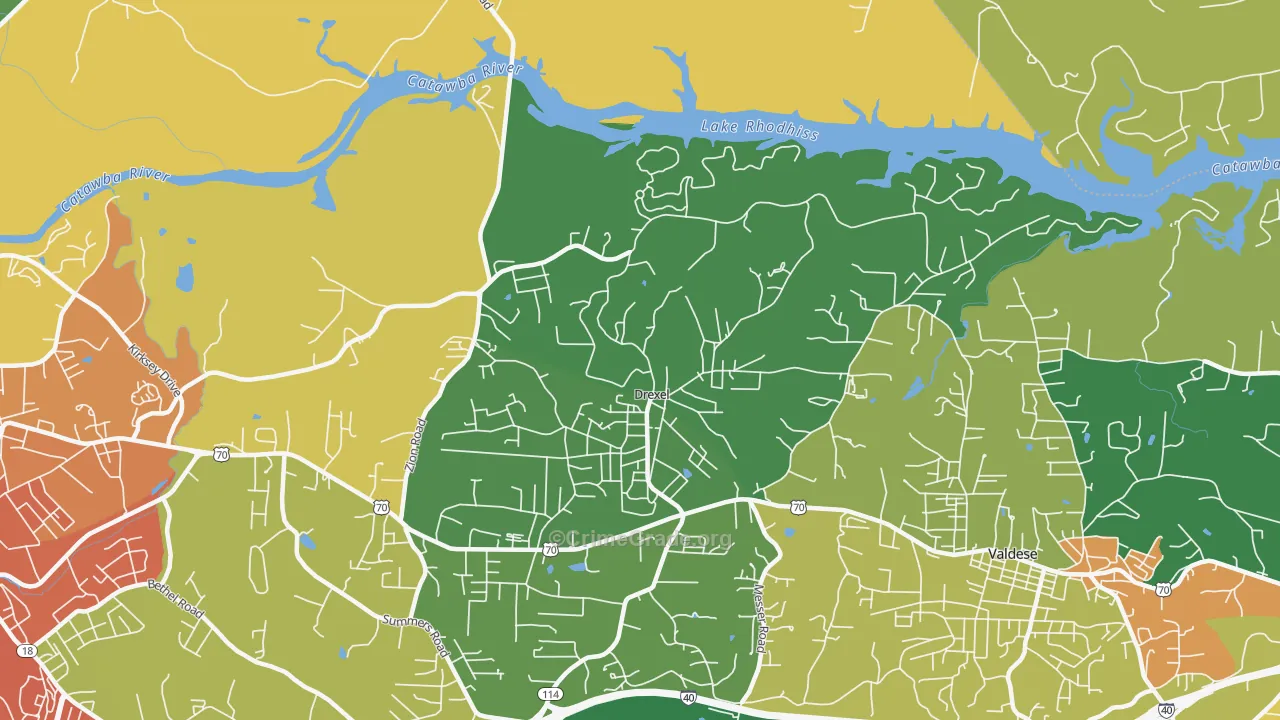 Drexel, NC Map of Assault Rates