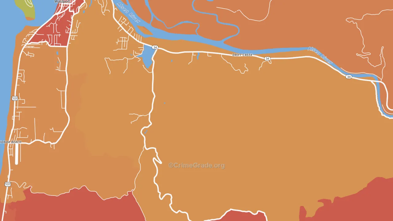Drift Creek, OR Map of Assault Rates