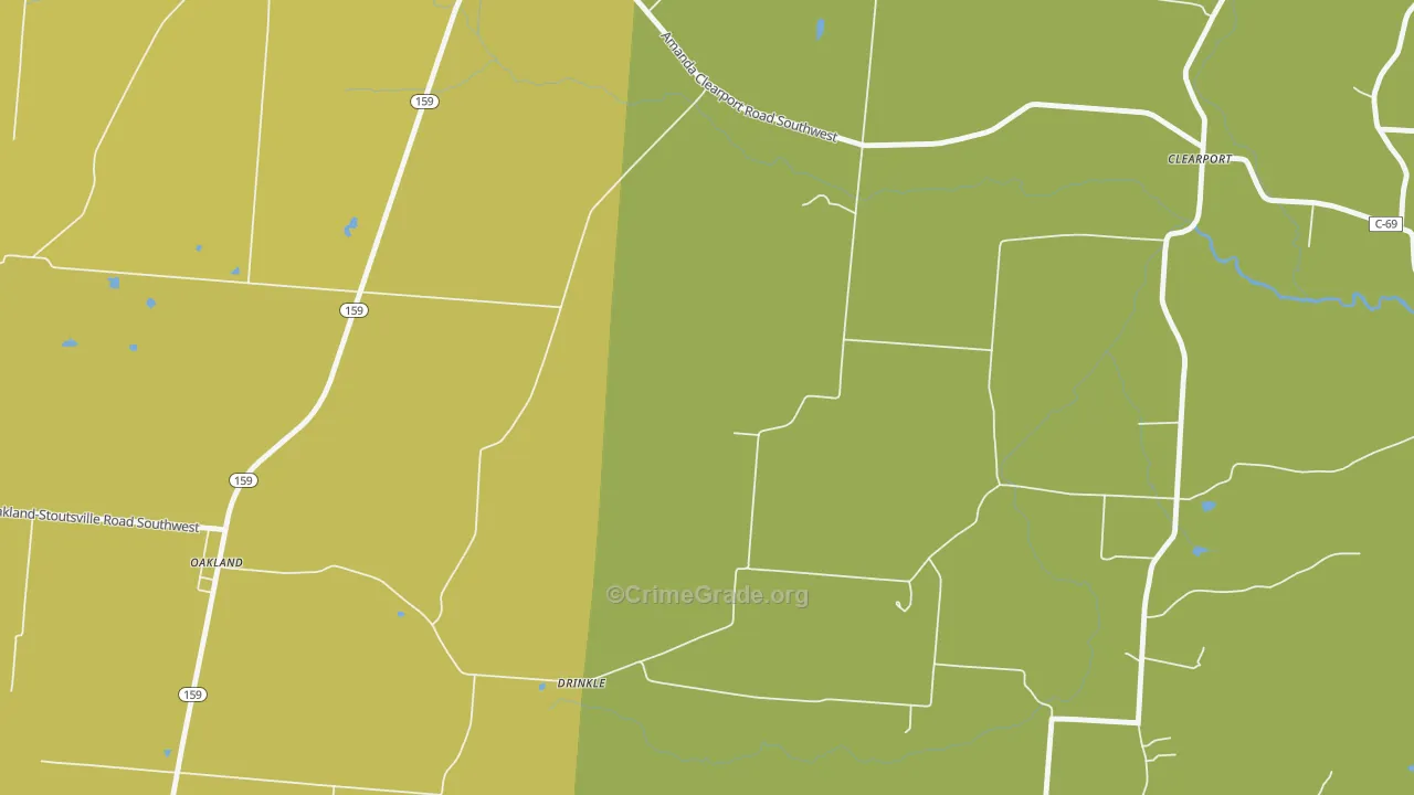 Drinkle, OH Map of Assault Rates