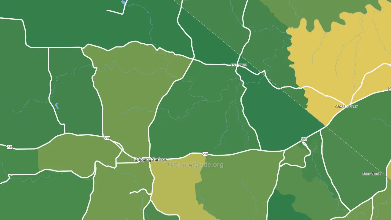 Dripping Springs, TX Map of Assault Rates