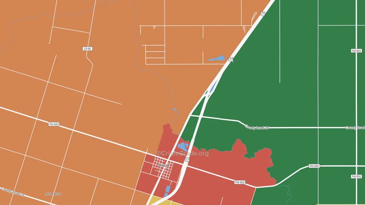 Driscoll, TX Map of Assault Rates