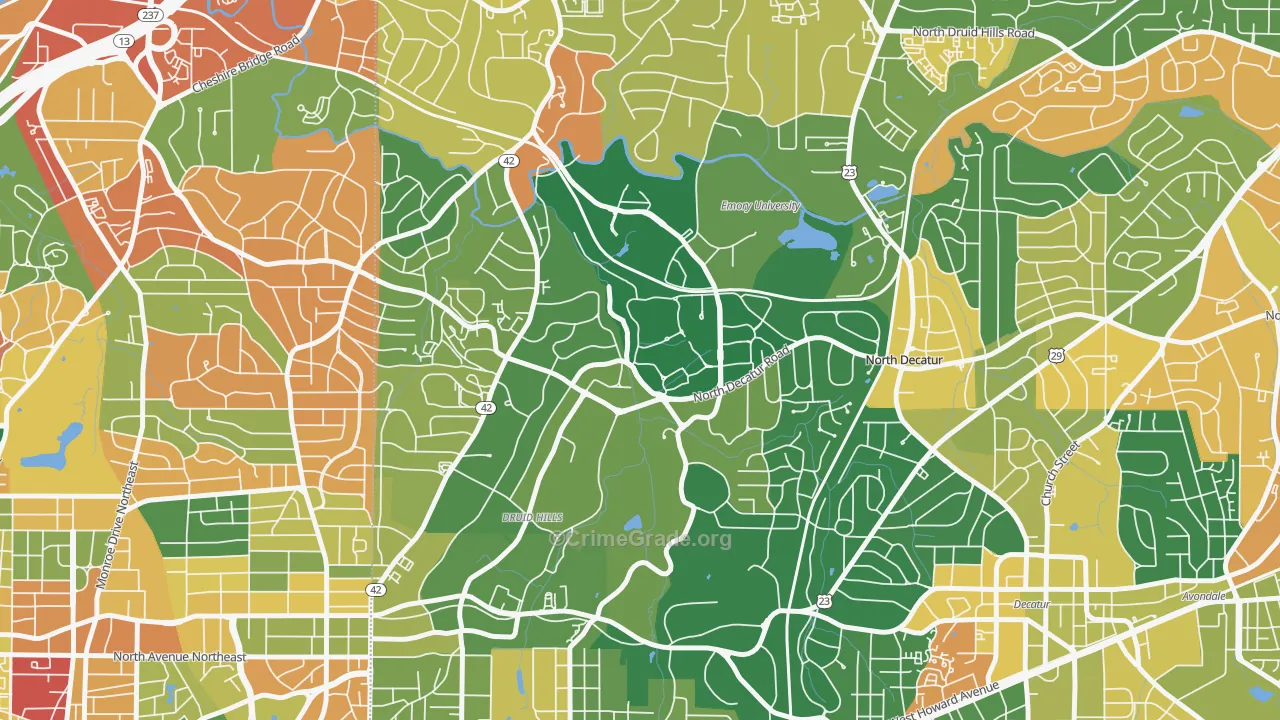 Druid Hills, GA Map of Assault Rates