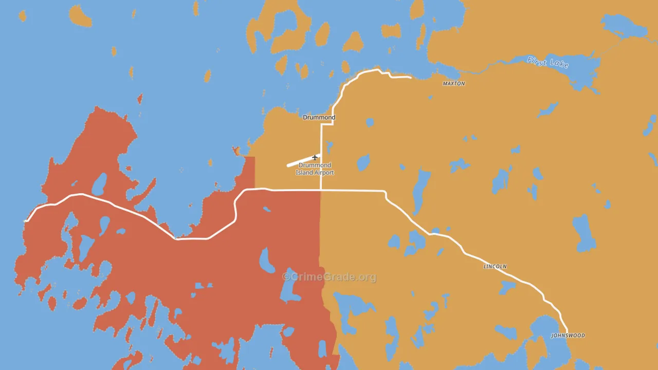 Drummond Island, MI Map of Assault Rates