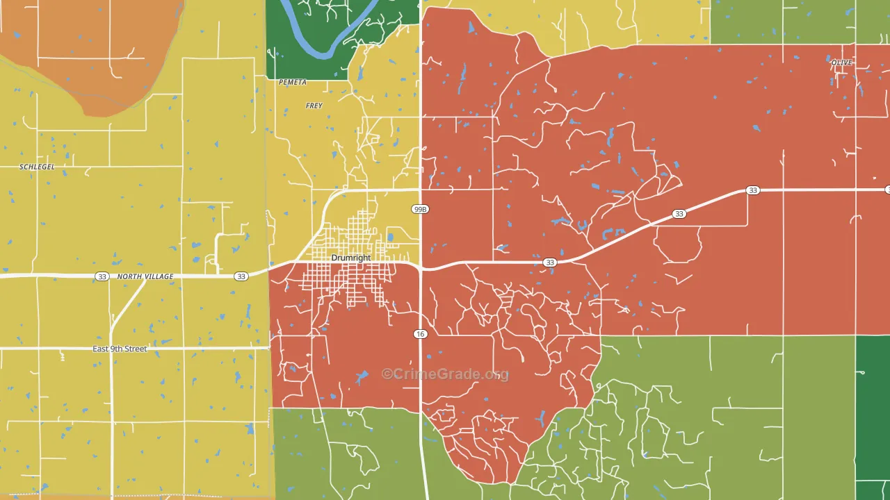 Drumright, OK Map of Assault Rates
