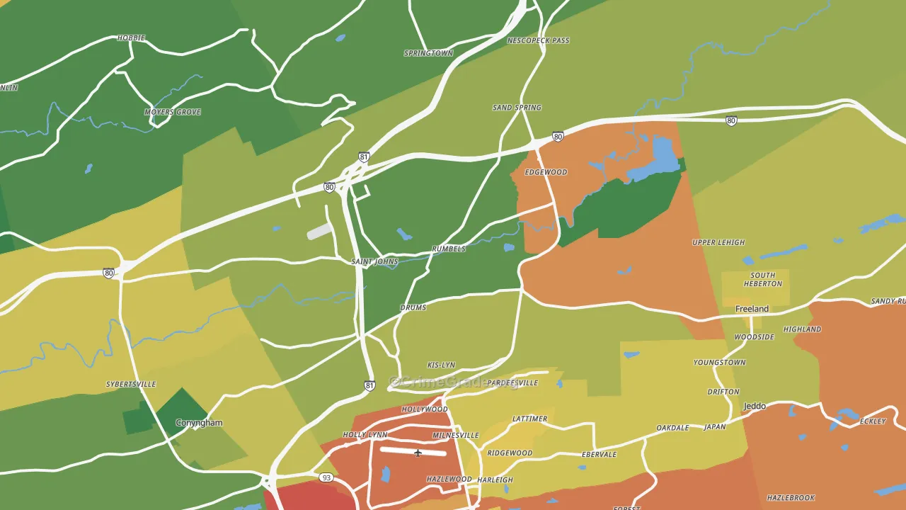 Drums, PA Map of Assault Rates