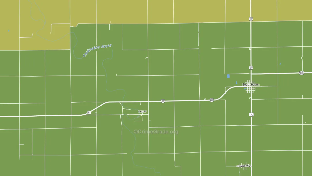 Drury, KS Map of Assault Rates