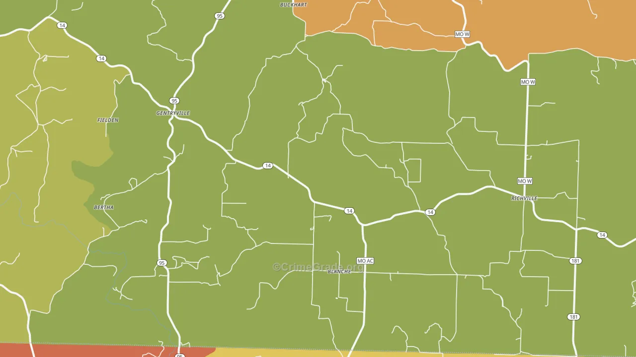 Drury, MO Map of Assault Rates